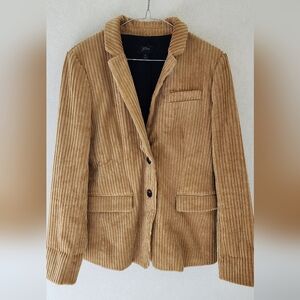 J.Crew Women's Wide Wale Velvet Corduroy Tan Buttoned Blazer Jacket Size 8